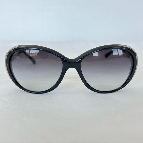CHANEL 6037 Black w Silver CC Logo Frame Smokey Gray Gradient Lenses Sunglasses - Picture 6 of 16